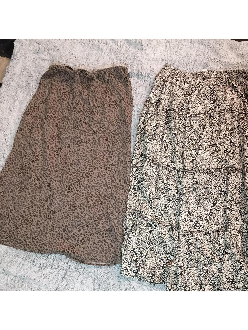 Women's Maxi Skirt Bundle  A-Line Rayon Skirt, Tiered, Animal Print  Size L